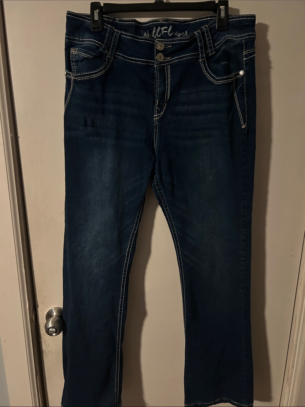 Windsor Indigo Boot Cut Jeans with White Contrast Stitching